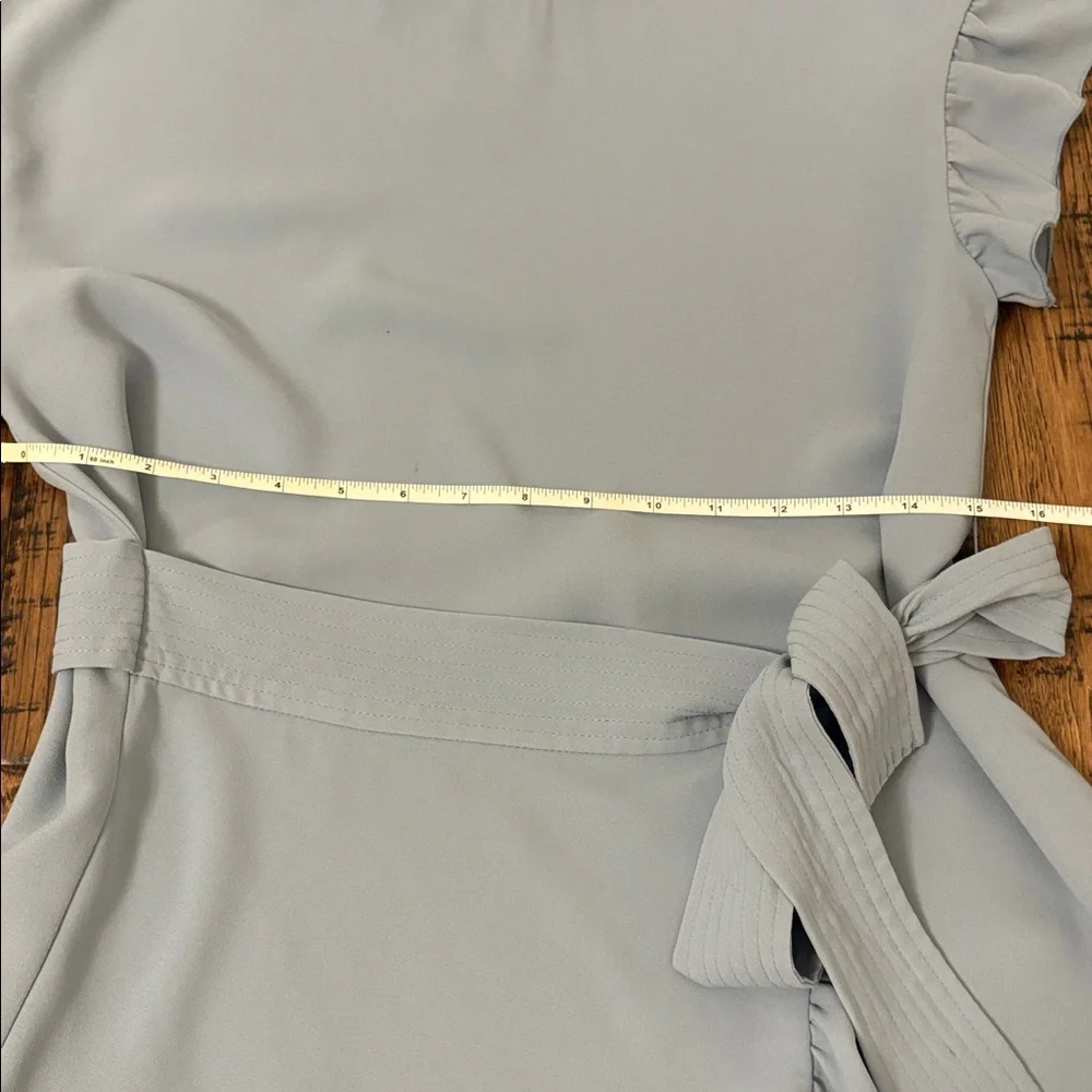 Wilfred Powder Blue Ruffle Wrap Mini Dress - Picture 3 of 10